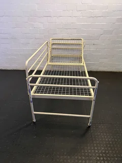 Vintage White Metal Single Bed Frame with Adjustable Headrest- A56001