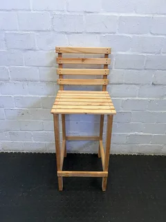 Stylish Wooden Bar Stool - Light Pine, Rustic Design, Minor Scratches- A55999