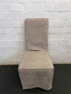 Stylish Beige Upholstered Dining Chair with Minor Wear- A56087