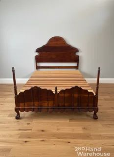 Elegant Vintage Dark Wood Double Bed Frame- A56183