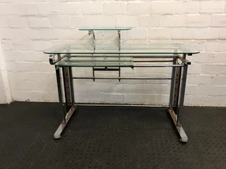 Metal Framed Glass Top Desk (has Rust) - Reduced- A45166