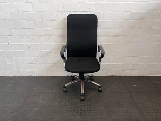 Black Fabric High-Back  Office Chair On Wheels (Slight Damage Underneath)- A46522