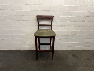 Dark Wood Green  Seat Bar Stool - PRICE DROP- A44355