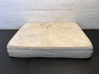 Comfortable Queen  sized Mattress - Soft Cream Fabric, Some Minor Stains, A54092
