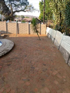 Cobble half brick paving and tar surfacing