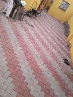 Brick paving and tar surfacing