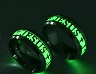 Jesus glow in the dark rings silver sizes 6-13