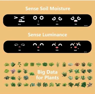 smart pet planter robot guidance on plant care with emojis,  plant companion with rich gestures