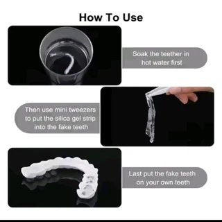 Snap On Silicone Smile veneers Teath Dentures Fake Tooth Cover Sold As A Set