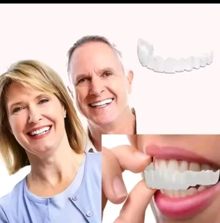 Snap On Silicone Smile veneers Teath Dentures Fake Tooth Cover Sold As A Set