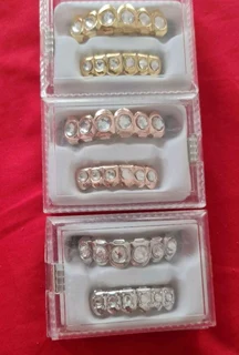 Grilz set color Gold,Silver& Rose Gold with big Rhinestones