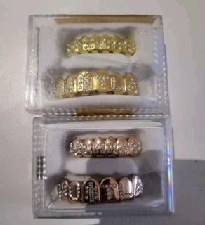 Grilz full set gold & rose gold color hustla zircon