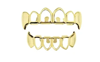 Grilz full set hollow fangs gold color or silver