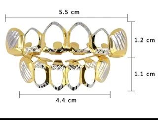 Grilz D cut set top &amp; bottom gold color plated sold as a set