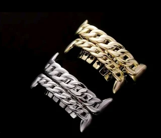 Grilz full mouth set gold &amp; silver iced rhinestone