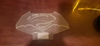 Superman Logo Batman symbol 3D light changes 7 colors via button on base