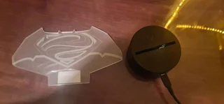 Superman Logo Batman symbol 3D light changes 7 colors via button on base