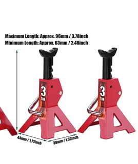 Simulation  jack for Rc  cars  3 ton height adjustable  sold as a set in red