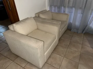 2 X 1 Seater Rasco Upholstered White Couch