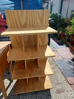 Raw wood shelving newly built