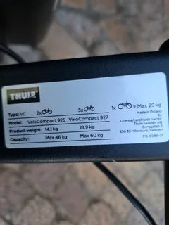 Thule velocompact 927 -3 bike rack