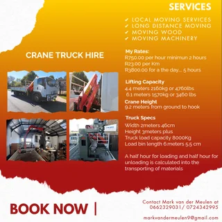 CRANE TRUCK HIRE / 8.5 TON