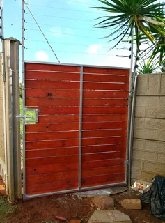 Galvanised gates balau wood gates