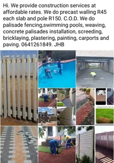 Precast Walling R45 Each Panel,r150 Pole,palisades,paving,renovations,swimming Pool Installation