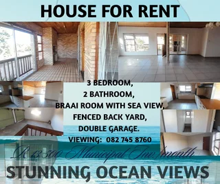 Stunning Sea views 3 Bedroom House for rent