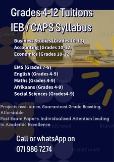 Online Expert grades 4-12 tuition for CAPS and IEB syllabus