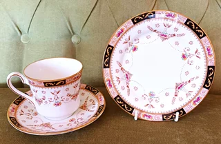 Vintage Tea Sets in Imbuia Display Cabinet