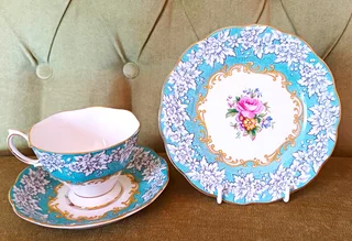 Vintage Tea Sets in Imbuia Display Cabinet