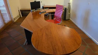 Desk and filing cabinet