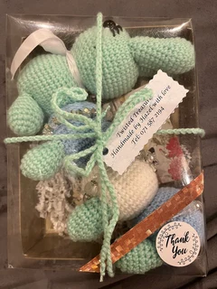 Crochet teddy bear with jewellery