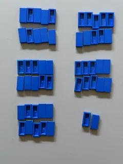 Lot of blue coloured LEGO tiles