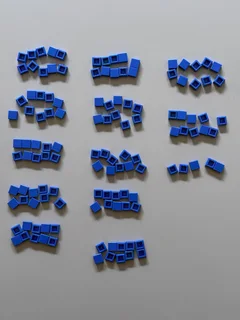 Lot of blue coloured LEGO tiles
