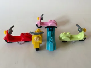 Lot no. 1 of five LEGO compatible scooters