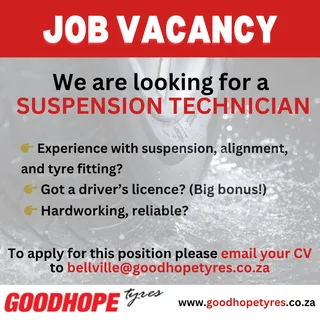  We’re Hiring!  - Suspension Technician
