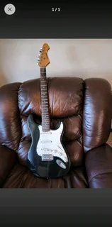 Black electric guitar