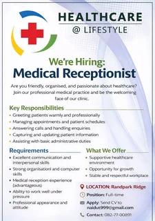 Medical Receptionist Randpark Ridge Experience on GoodEx and reception