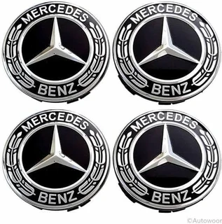 Mercedes Benz Wheel Caps Set of 4 Black and Blue