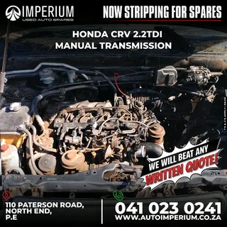 STRIPPING FOR SPARES I HONDA CRV 2.2TDI MANUAL TRANSMISSION
