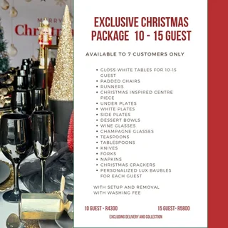 Wedding decor ,Christmas events,packages,hiring,bridal showers, birthday ,night before ,baby showers