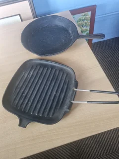 Cast iron griller and other pan