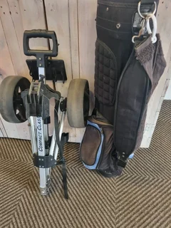 Golf cart and bag with golf balls