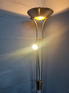 Silver double light standing lamp