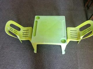 Kids plastic old table chairs