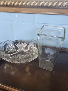 Glass vase and candy bowl