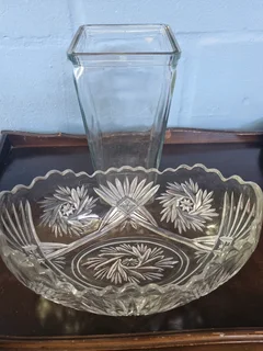Glass vase and candy bowl