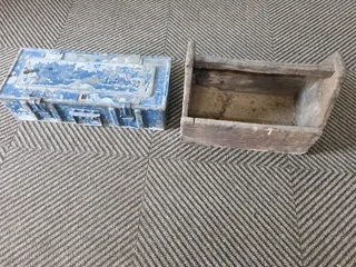 Old metal and wooden tool box